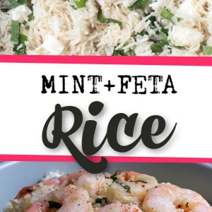 Mint and Feta cheese rice is perfect as a side dish. Top it with shrimp and you've got perfect lunch.