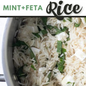 Mint and Feta cheese rice is perfect as a side dish. Top it with shrimp and you've got perfect lunch.