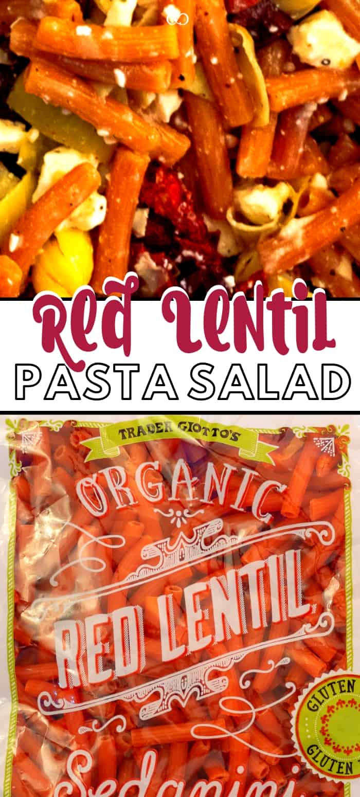 Red Lentil Pasta is both rich in flavor and texture. Think of this as an antipasto pasta salad. This recipe is incredibly easy to make, versatile, gluten-free. #cheerfulcook #glutenfree #lentilpasta #feta #recipe #salad #whattocook ♡ cheerfulcook.com via @cheerfulcook