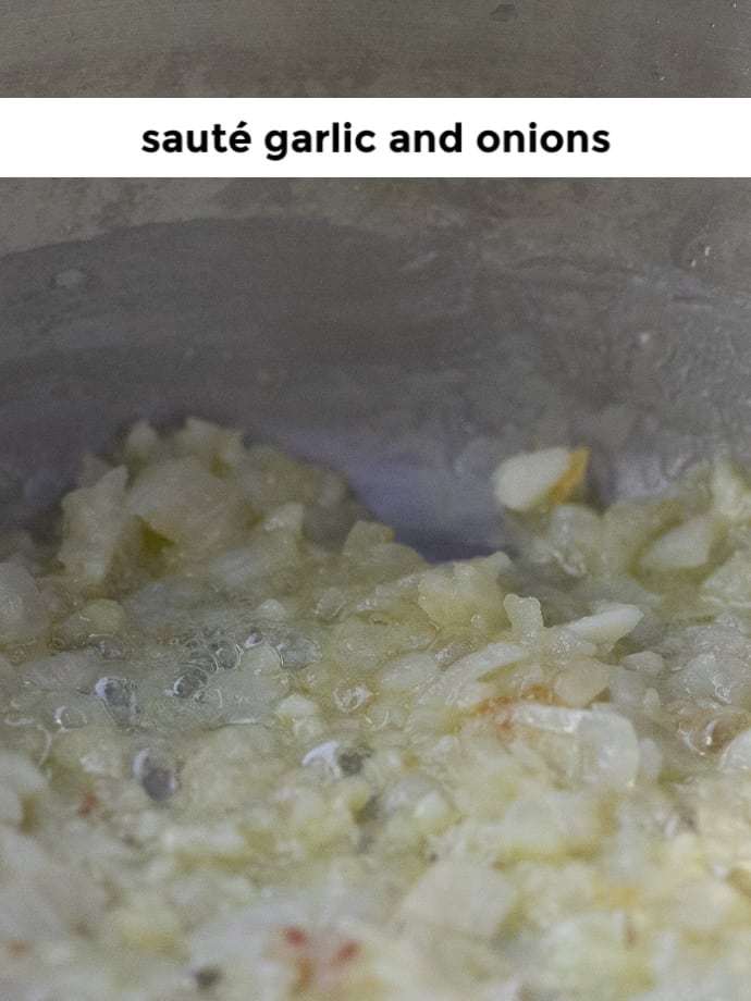 sauté garlic and onions