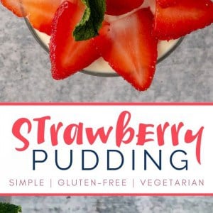 Strawberry Pudding with fresh, sliced strawberries
