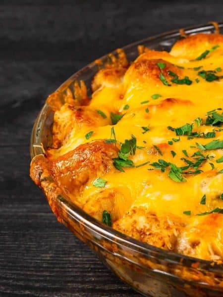 Tater Tot Casserole with Turkey Meatballs fresh from the Oven