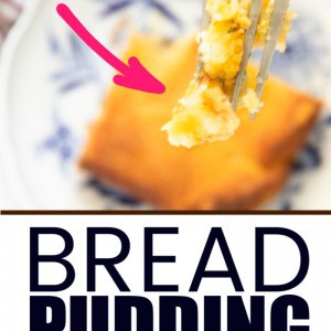 A bite of freshly baked bread pudding