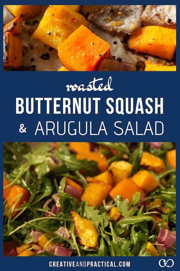 This salad includes some of the best fall flavors. From roasted butternut squash to apples and blue cheese. #fallsalad #creativandpractical #glutenfree #vegetarian #salad #butternutsquash via @cheerfulcook
