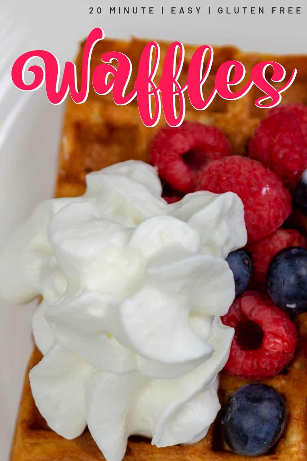 Belgian Waffles, gluten free topped with fresh berries