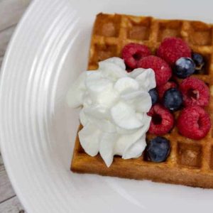 Gluten Free Waffles with Blueberries and Raspberries
