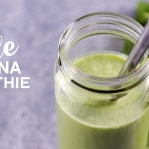Kale Banana Smoothie served in a wide mouth smoothie glass