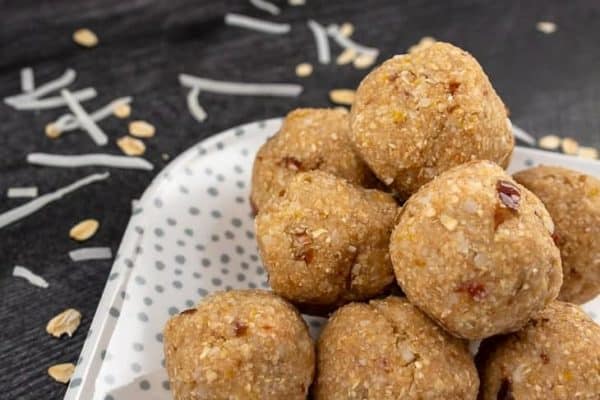 Lemon Power Balls presented on plate