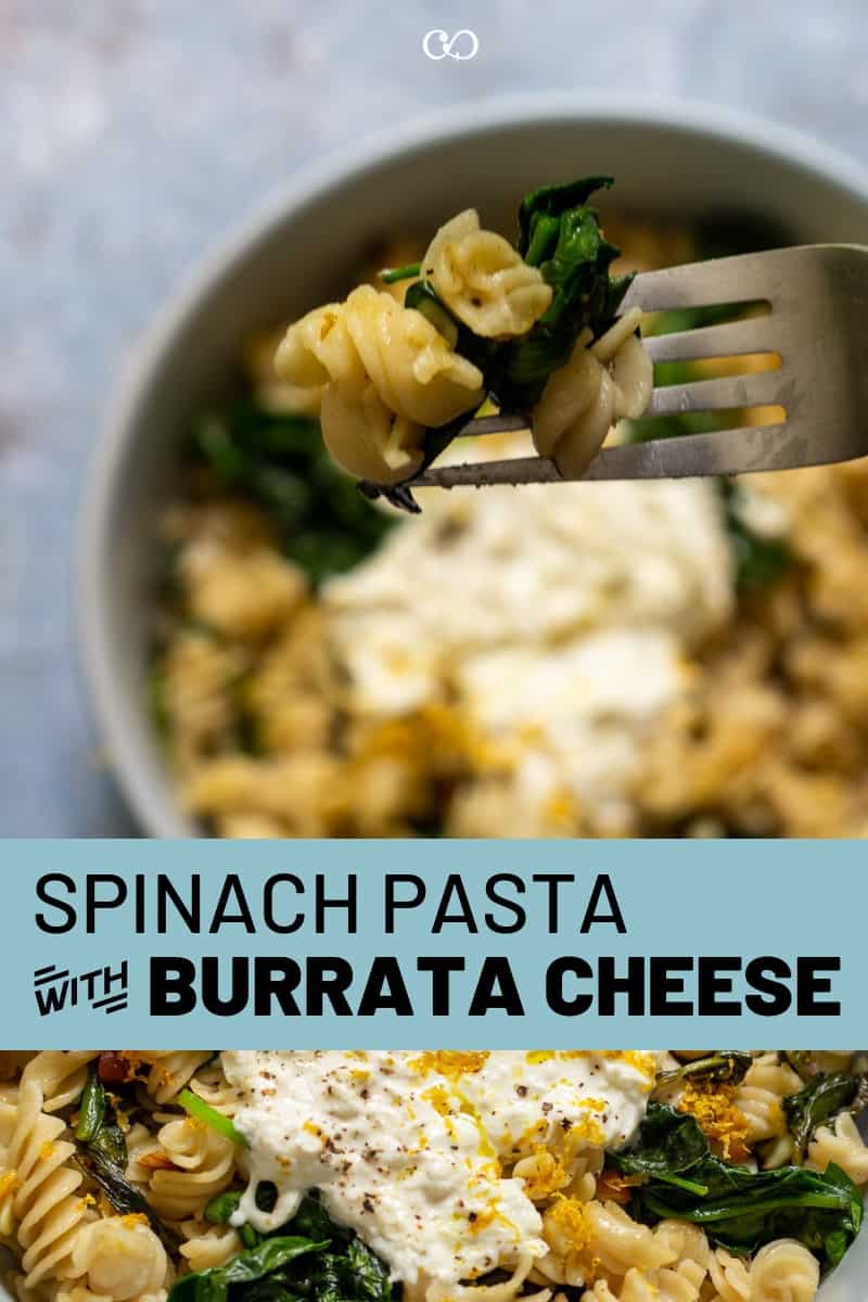 Spinach and Burrata Cheese Pasta is an easy recipe that's bursting with flavor. Tender pasta topped with creamy burrata this recipe is perfect for a quick weeknight dinner. #cheerfulcook #burrata #pastarecipe #dinnerideas #weeknight #dinnerfortwo #recipe  via @cheerfulcook