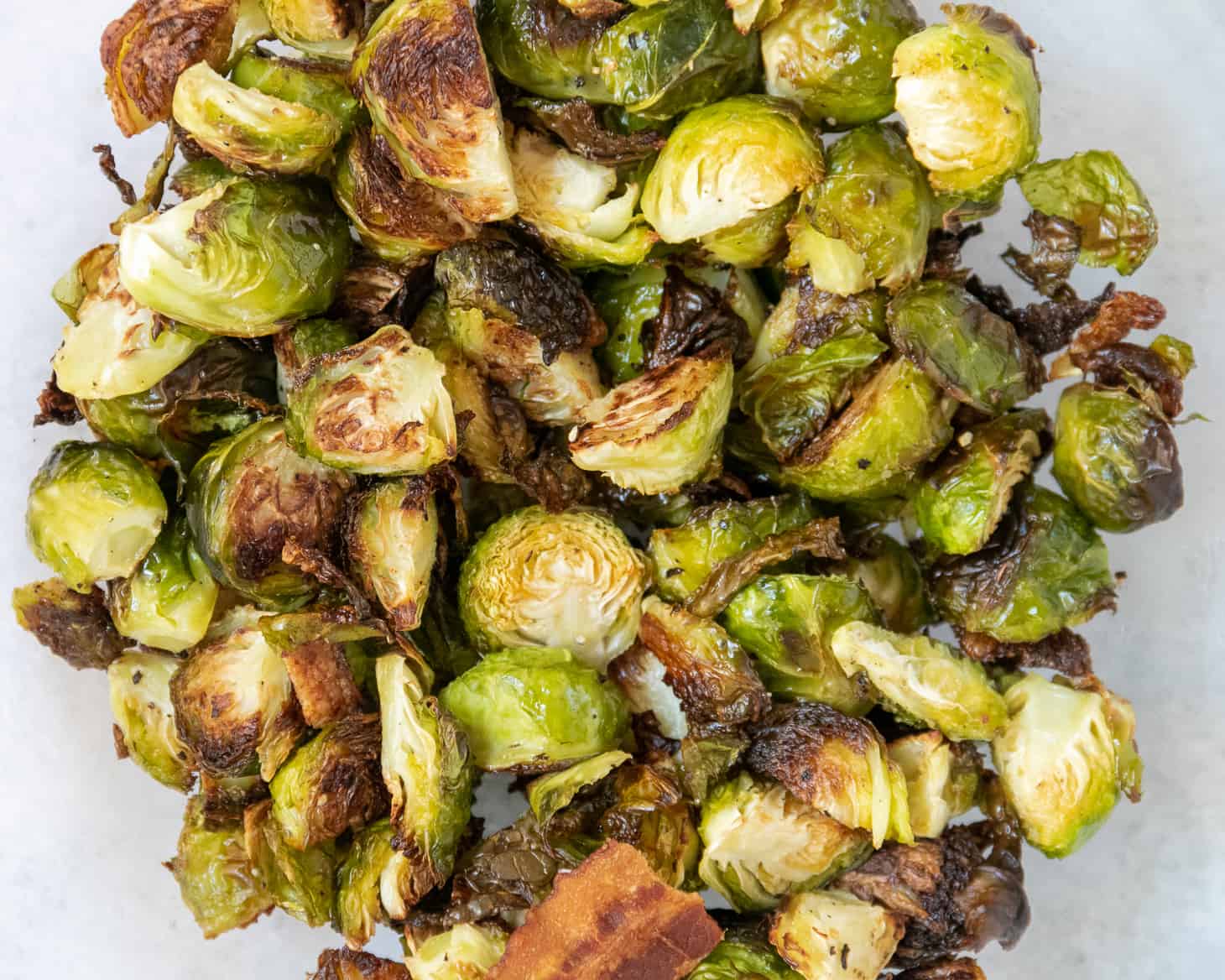 A bowl of Roasted Brussels Sprouts.