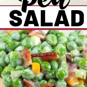 A bowl of creamy Pea Salad with Bacon (Gluten-Free)