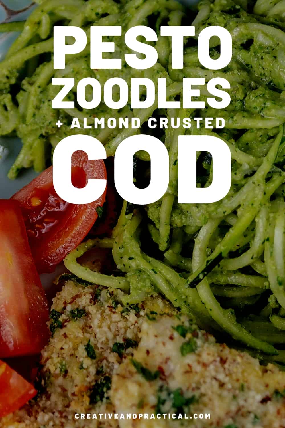 Pesto Zoodles with Almond Crusted Cod