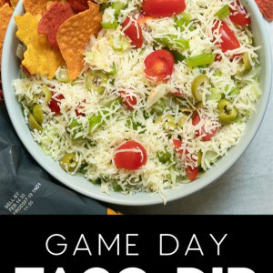 A Bowl of Taco Dip perfect for game day.