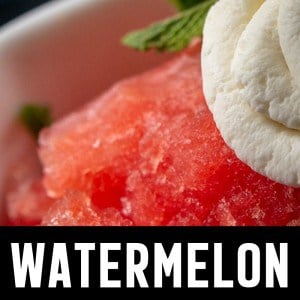 Frozen Watermelon Granitas topped with mint whipped cream