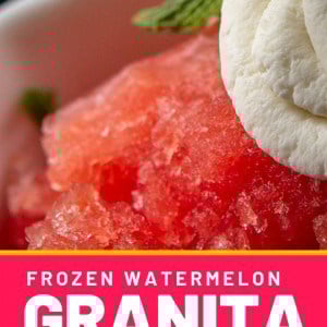 Frozen Watermelon Granitas topped with mint whipped cream