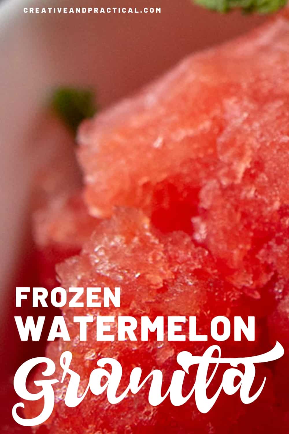 You'll only need 3 ingredients to make this easy, frozen summer treat.  Watermelon Granita is a super refreshing frozen dessert. Perfect for hot summer days. PS: You don't even need an ice cream maker. #granita #watermelongranita #watermelon #lemon #frozendesssert #dessert #sorbet #italiandessert | cheerfulcook.com via @cheerfulcook