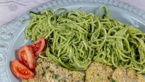 Zucchine Noodles with Almond Crusted Cod